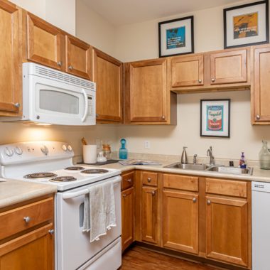 Kitchen with ample cabinet storage